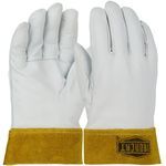 Ironcat® 6140/XL Premium Top Grain Kidskin Leather Tig Glove with Kevlar® Stitching- Split Leather Band Top, XL, Premium Grade, White/Tan, Straight Thumb, Unlined, Lightweight, Resists: Heat
