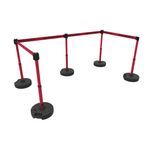 Banner Stakes PL4596 PLUS Barrier Set X5, Red "Danger High Voltage Keep Out", Includes: 5 PLUS Stanchions, 5 PLUS Bases, 4 PLUS Banner Head, 1 PLUS Receiver Head, Belt Length 15 ft, Suitable for Indoor/Outdoor Use