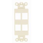 PREMISE WIRING ISF4EI Unloaded Decorator Outlet Frame, 1 Gangs, 4 Ports, ABS, For Use With Data, Fiber, Audio/Video Connectors, Electric Ivory