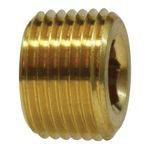 Midland Industries 28094 Countersunk Hex Plug, 1/4 in Nominal, NPTF End Style, Brass
