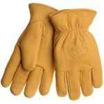 Klein® 40018 Premium Grade Safety Gloves, Work Glove, Gunn Cut Style, XL, Deerskin Leather Palm, Deerskin Leather, Light Tan/Natural, Pile Lining