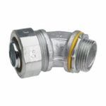 Crouse-Hinds Liquidator™ LT10045 Non-Insulated Liquidtight Conduit Connector, 1 in Trade, 45 deg Angle, Malleable Iron, Electroplated Zinc