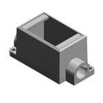 T&B® FDC2-TB Type FDC Deep Feed-Through Cast Device Box With Gasketed Cover, Iron, 1 Gang, 2 Outlets, 1 Knockout