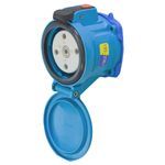 MELTRIC DECONTACTOR™ 63-34167 DSN30 Switch Rated Female Receptacle With Neutral, 120/127/208/220 VAC, 30 A, 4 Pole, Blue