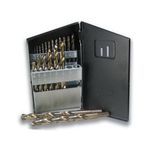 Norseman™ Gold-Strike™ 40604 GF-29 Heavy Duty Jobber Drill Set, System of Measurement: Imperial System of Measurement, 1/16 in Minimum Drill Bit Size, 1/4 in Maximum Drill Bit Size, 135 deg Drill Point Angle, 29 Piece, HSS, Gold Oxide