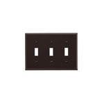 Leviton® 85011 Standard Wallplate, 3 Gangs, 4.5 in H x 6.38 in W, Thermoset, Brown