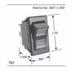 SELECTA® SS1106-AA-125-BG Rocker Switch, 15 A at 125 VAC Electrical Rating, DPDT Contact Configuration, 2 Pole