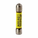 Bussmann GLD-1 Low Voltage Non-Time Delay Fast Acting Fuse With Nickel Plated Brass End Caps, 1 A, 125 VAC, 10 kA Interrupt, Class: Supplemental, Cylindrical Body