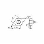 Kennametal® DCMT3251LF High Performance Screw-On Turning Insert, DCMT Insert, Material Grade: K, M, N, P, S, 55 deg Diamond Shape, Positive Rake, Carbide, Manufacturer's Grade: KC5010