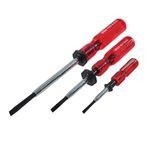 Klein® SK234 Slotted Holding Screwdriver Set, Measurement System: Imperial, 3 Piece, No ESD-Safe, Insulated: No, Screwdriver Types Included: Slotted, Specifications Met: ASME Specified, Acetate/Steel, Polished Chrome