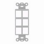 Bryant Electric ISF6GY Unloaded Decorator Outlet Frame, 1 Gang, 6 Ports, Thermoplastic, Gray, For Use With Data, Fiber, Audio/Video Connector