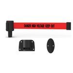 Banner Stakes PL4115 PLUS Wall Mount System, Red "Danger High Voltage Keep Out", Includes: 1 PLUS Wall Mount Kit, 1 PLUS Banner Head, Belt Length 15 ft, Suitable for Indoor/Outdoor Use