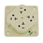 Wiring Device-Kellems 4-PLEX® Circuit Guard® SpikeShield® HBL420HIS 1-Phase Duplex Standard Surge Suppression Receptacle, 125 VAC, 20 A, Ivory