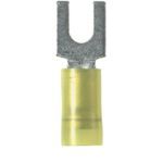 Panduit® Pan-Term® PNF10-6F-L PN-F Insulated Fork Terminal, 12 to 10 AWG Conductor, 1.01 in L, Seamed/Sleeved Barrel, Copper, Yellow