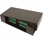 Multilink® 10-4327 Fiber Distribution Unit, 3-1/2 in H x 17 in W x 11 in D, Rack Mount, 16 ga Steel, Black