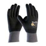 ATG® MaxiFlex® Endurance™ 34-846/XS General Purpose Gloves, Coated, XS, Microfoam Nitrile Palm, 15 ga Nylon, Black/Gray, Continuous Knit Wrist Cuff, Microfoam Nitrile Coating, Resists: Abrasion, Cut, Puncture and Tear, Nylon Lining, Seamless Knit