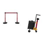 Banner Stakes PL4162 PLUS Cart Package, Red Double-Sided "Danger" Banner, Includes: 1 Cart, 5 PLUS Stanchions, 5 PLUS Banner Heads, 5 PLUS Bases, Belt Length 15 ft, Suitable for Indoor/Outdoor Use