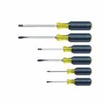 Klein® 85074 Screwdriver Set, Measurement System: Imperial, 6 Piece, Screwdriver Types Included: Cabinet/Keystone/Phillips®, Rubber/Steel, Polished Chrome