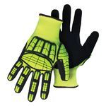 Boss® 1CF7007NTPRL Knife Hawwk™ Cut Resistant Gloves With TPR, L, Black Sandy Nitrile Coating, HPPE/Glass/Poly/Spandex®, Knit Wrist Cuff, Resists: Abrasion, Cut, Puncture and Tear, ANSI Cut-Resistance Level: A6
