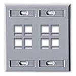 QuickPort® 42080-8GP Standard Wallplate, 2 Gangs, Plastic, Gray