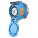 MELTRIC DECONTACTOR™ 63-14072 DSN20 Switch Rated Female Receptacle With Ground, 110/125/220/250 VAC, 20 A, 2 Pole, Blue