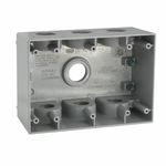 BELL® 5390-0 Deep Weatherproof Box, Die Cast Aluminum, 55 cu-in Capacity, 3 Gangs, 7 Outlets, 4-1/2 in H x 6-3/8 in W x 2-5/8 in D Dimensions