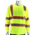 PIP® 313-1345-LY/S 313-1345 2-Tone Long Sleeve T-Shirt, S, Hi-Vis Yellow, Polyester Birdseye Mesh