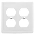 Bryant Electric NPJ82W Midway Wallplate, 2 Gangs, 4.88 in H x 4.94 in W, Nylon, White