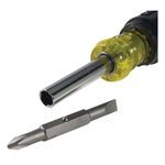 Klein® 32476 5-in-1 Multi-Bit Nut Driver/Screwdriver, Measurement System: Imperial, 5 Piece, 5/16 in, #1, #2, 1/4 in, 3/16 in Screwdriver Size, Cushion Grip Handle, Plastic/Steel, No Magnetized Tip