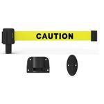 Banner Stakes PL4106-DS PLUS Wall Mount System, Yellow Double-Sided "Caution", Includes: 1 PLUS Wall Mount Kit, 1 PLUS Banner Head, Belt Length 15 ft, Suitable for Indoor/Outdoor Use