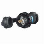 Wiring Device-Kellems Twist-Lock® Safety-Shroud® HBL2621SW Grounding Safety Shroud Watertight Locking Plug, 250 VAC, 30 A, 2 Pole, 3 Wires, Black/White