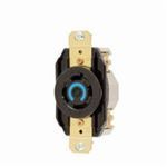 Wiring Device-Kellems Twist-Lock® HBL2420 Grounding Heavy Duty Single Locking Receptacle, 250 VAC, 20 A, 3 Poles, 4 Wires, Black