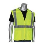 PIP® 302-5PMVLY-4X Safety Vest, 4XL, Hi-Viz Lime Yellow, Polyester, Hook and Loop Closure, 3 Pockets, ANSI Class: Class 2, Specifications Met: ANSI 107 Type R
