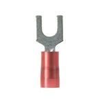 Panduit® Pan-Term® PN18-10F-C Standard Fork Terminal, 22 to 18 AWG Conductor, 0.86 in L, Butted Seam/Grip Sleeve Barrel, Copper, Red