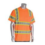 PIP® 313-CNTSPOR-L 2-Tone Short Sleeve Crew Neck T-Shirt, L, Hi-Viz Orange, 31.1 in L, Bird's Eye Polyester