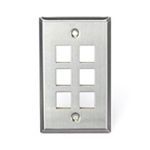 QuickPort® 43080-1S6 Standard Size Wallplate, 1 Gang, 4.5 in H x 2.78 in W, 302 Stainless Steel, Stainless Steel