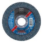 PFERD Polifan® 67339 Special Line SGP CURVE Unthreaded Coated Flap Disc, 4-1/2 in Diameter Disc, 7/8 in Center Hole, 40 Grit, Coarse Grade, Zirconia Alumina Abrasive, Type PFR/Radial Disc