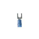 Panduit® PN14-14F-C PN Series Type PN-F Nylon Insulated Standard Fork Terminal, 18 to 14 AWG Conductor, Insulation Grip Sleeve Barrel, Copper, Blue