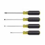 Klein® 85484 Screwdriver Set, Measurement System: Imperial, 4 Piece, No ESD-Safe, Insulated: No, Screwdriver Types Included: Cabinet/Keystone/Phillips®, Specifications Met: ASME Specified, Acetate/Steel, Polished Chrome