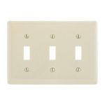 PREMISE WIRING NP3LA Standard Wallplate, 3 Gangs, 4.63 in H x 6.5 in W, Nylon, Light Almond