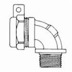 O-Z/Gedney Ground-Tite® 4Q-975L 4Q-L Concretetight Oiltight Positive Grounding Raintight Liquidtight Conduit Connector With Lug, 3/4 in Trade, Cable Openings: 14 to 4 AWG, 90 deg Angle, Malleable Iron, Electroplated Zinc