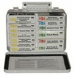 Pac-Kit® 5201 Unitized First Aid Kit, Wall Mounting, 86 Components, Steel Case, 6-1/2 in H x 9-1/2 in W x 2-3/4 in D