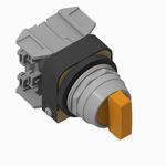 Allen-Bradley 800T-24JA91KE7AX 800T PB, 30mm Selector Switch, 3 Position Selector Switch, 24V AC/DC, Std Knob Type, Amber, Spring Return from Both, KE7 Cam, KE7 Cam, 24V AC/DC, Incandescent Lamp, 1 NO 1 NC Std Contacts, Std Knob Spring Return> <