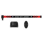 Banner Stakes PL4173 PLUS Wall Mount System, Black "Stay 6ft Apart", Includes: 1 PLUS Wall Mount Kit, 1 PLUS Banner Head, Belt Length 15 ft, Suitable for Indoor/Outdoor Use