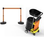 Banner Stakes PL4000-OT PLUS Cart Package with Tray, Blank Orange Banner, Includes: 1 Cart, 5 PLUS Stanchions, 5 PLUS Banner Heads, 5 PLUS Bases, 1 Accessory Tray, Belt Length 15 ft, Suitable for Indoor/Outdoor Use