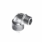 Crouse-Hinds EL196 Dust-Ignitionproof Male/Female Threaded Short Explosionproof Conduit Elbow, 1/2 in Trade, 90 deg Angle, Ductile Iron/Feraloy® Iron Alloy, Electro-Galvanized/Aluminum Acrylic Painted