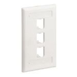 Panduit® Mini-Com® CFPL3EIY Classic Flat Vertical Faceplate with Labels, 1 Gang, 3 Ports, Mini-Com® Module, Flush Mount, ABS