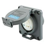 Wiring Device-Kellems Safety-Shroud® Twist-Lock® HBL2320SW Heavy Duty Flanged Grounding Standard Single Watertight Locking Receptacle, 250 VAC, 20 A, 2 Poles, 3 Wires, Gray/White