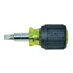 Klein® 32561 6-in-1 Lightweight Multi-Bit Non-Insulated Stubby Nut Driver/Screwdriver, Measurement System: Imperial, 6 Piece, 1/4 in, 5/16 in, #1, #2, 3/16 in, 1/4 in Screwdriver Size, Cushion Grip Handle, Rubber/Steel, No Magnetized Tip