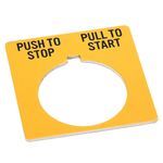 Rockwell Automation 800T Legend PlatePush-To-Stop/Pull-To-Start, Package Quantity 1 ,Yellow